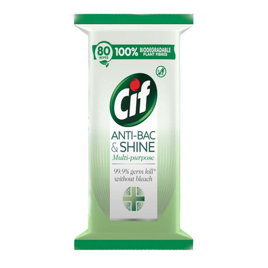 Cif Anti-Bac & Shine Biodegradable Multi-Purpose Wipes 80'S