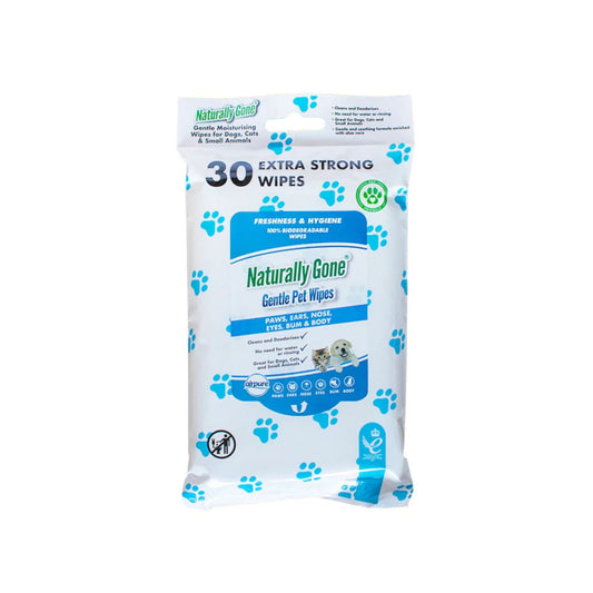 Naturally Gone Gentle Pet Wipes Extra Strong Deodoriser 30 Pieces