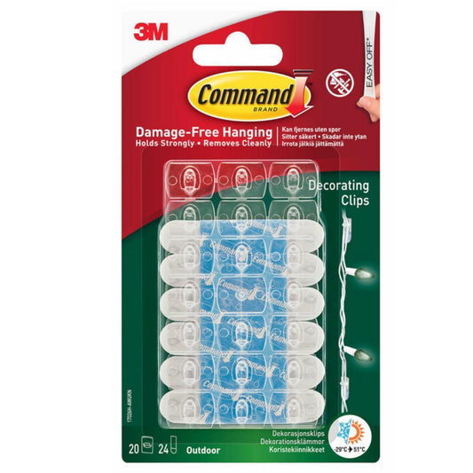 3M Command Outdoor Decorating Clips Damage-Free Hanging 20 Clips