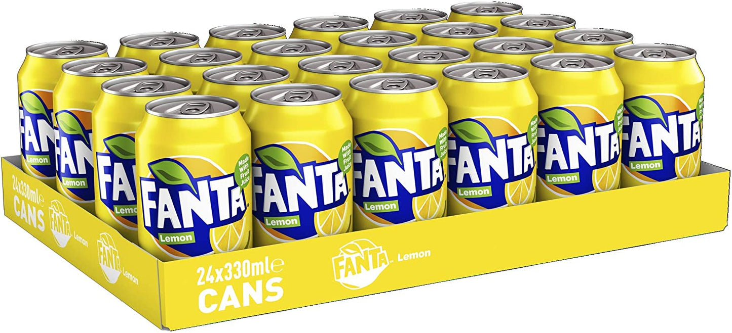 Fanta Lemon Soft Drink Can 330ml (Box of 24) BB 04/23