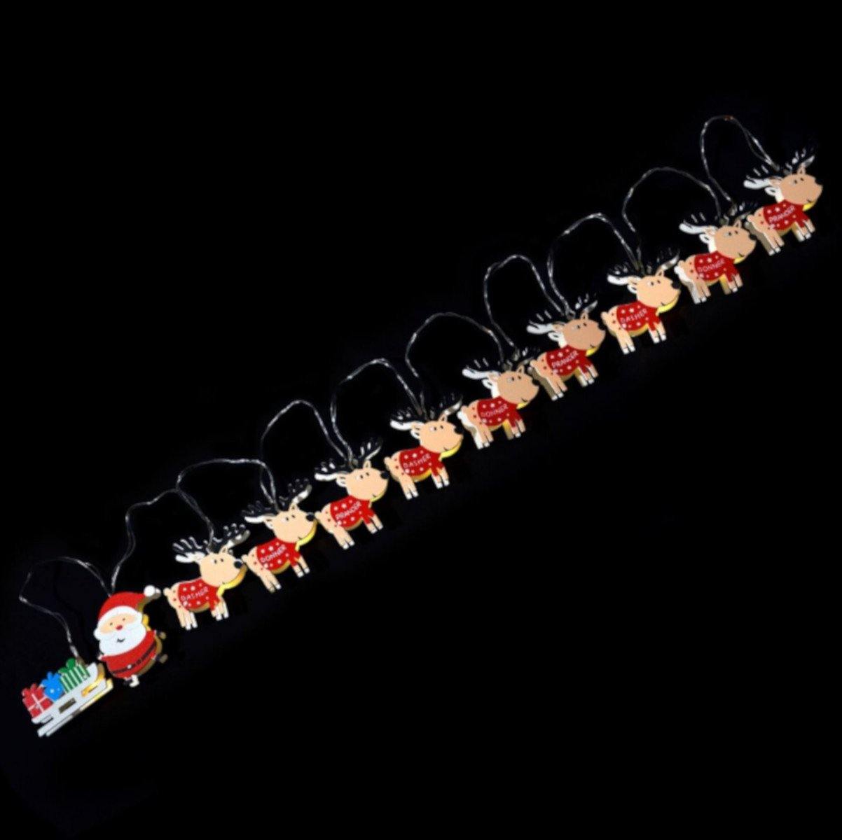 Christmas Tree LED String Lights - 11 Decorations Santa Reindeer Xmas Sleigh