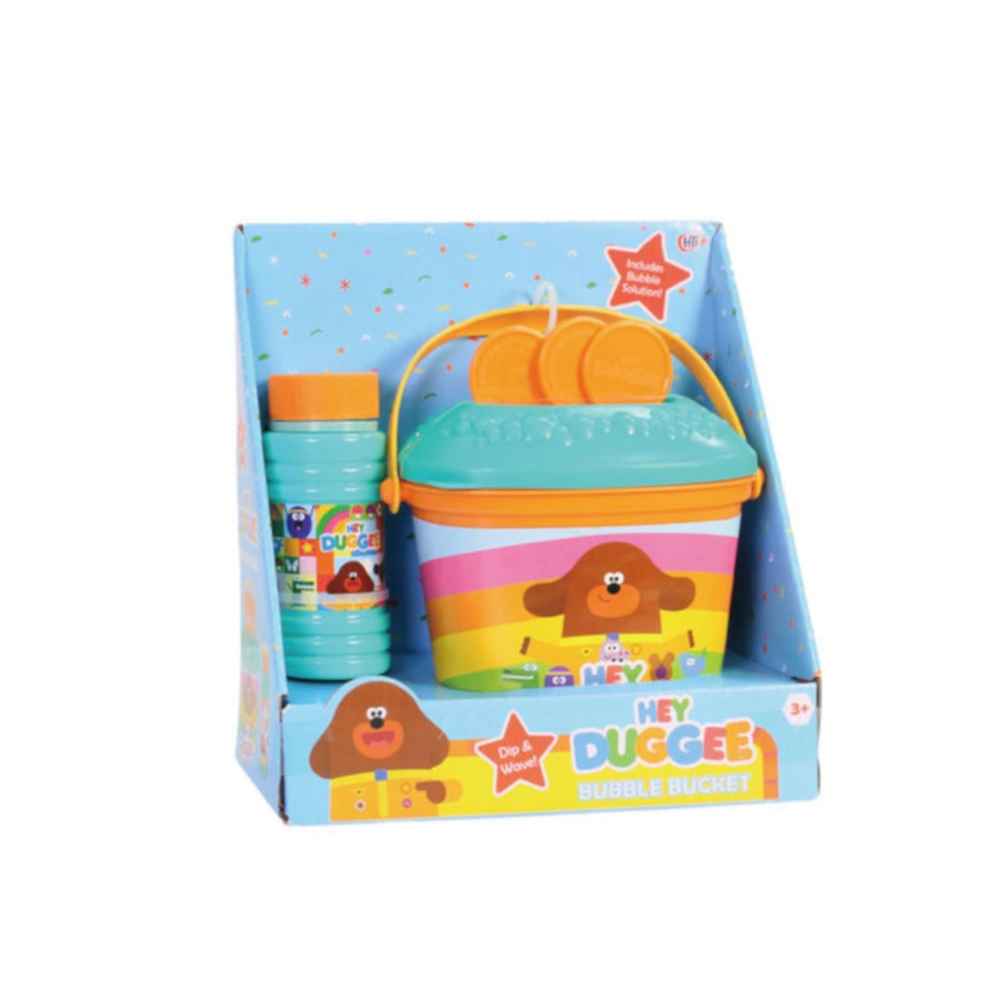 HTI Hey Duggee Bubble Bucket 3 Bubble Wands Dip & Wave