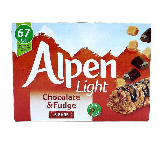 Alpen Light Bars Chocolate & Fudge Cereal Bar 95g (10 Packs of 5, Total 50)