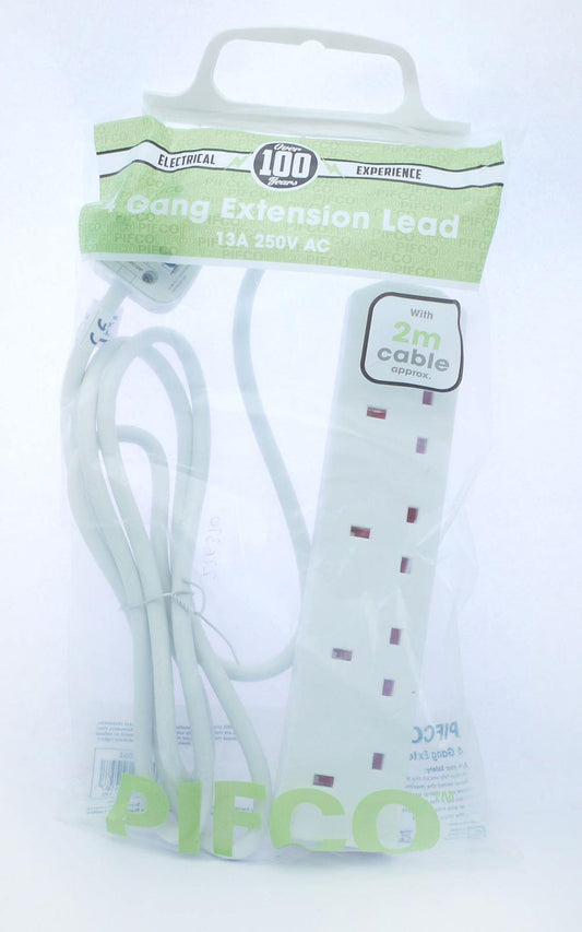 Pifco Extension Lead 4 Gang 2 Metre