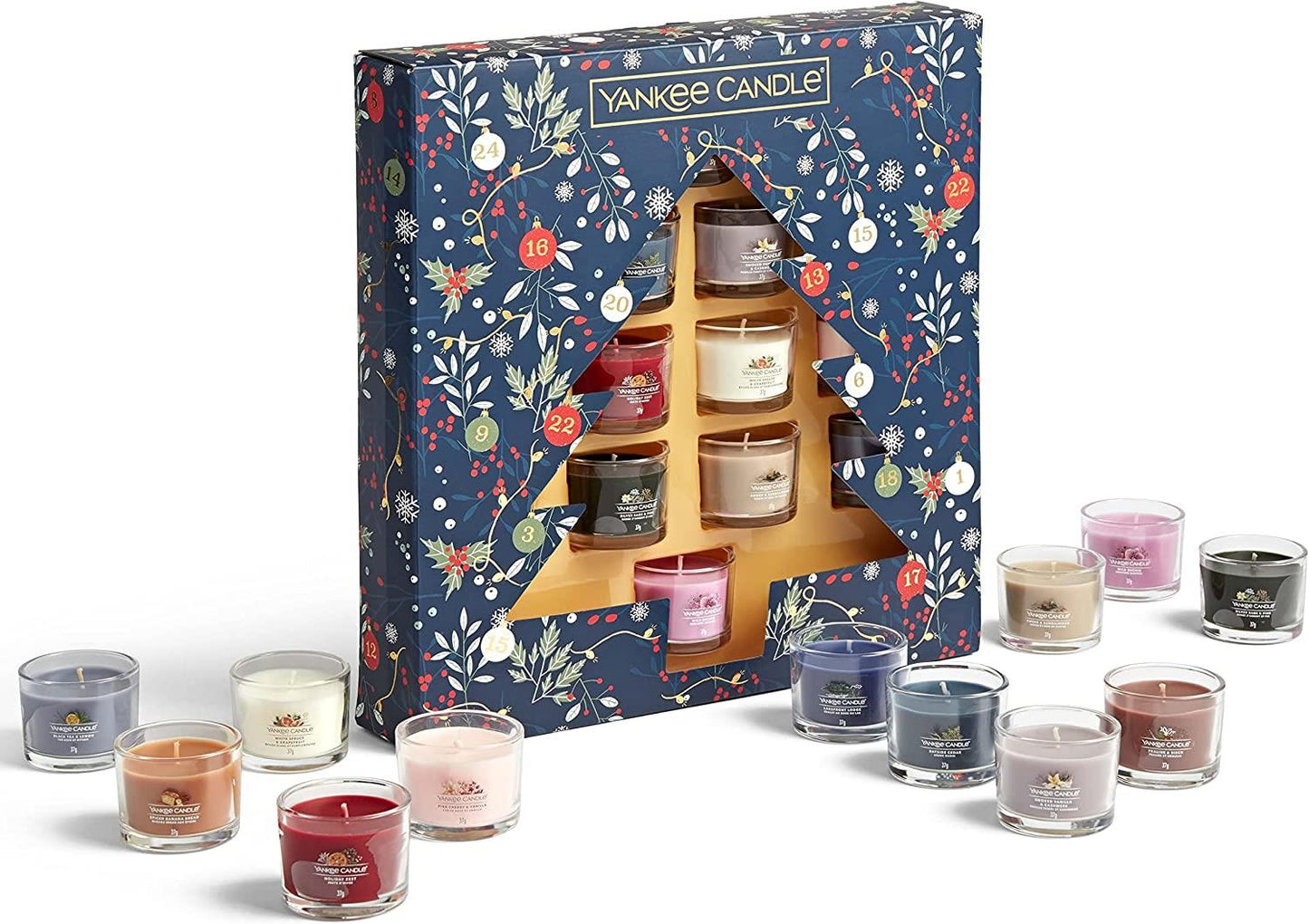 Yankee Candle Gift Set | 12 Signature Scented Votive Candles | Countdown to Christmas Collection