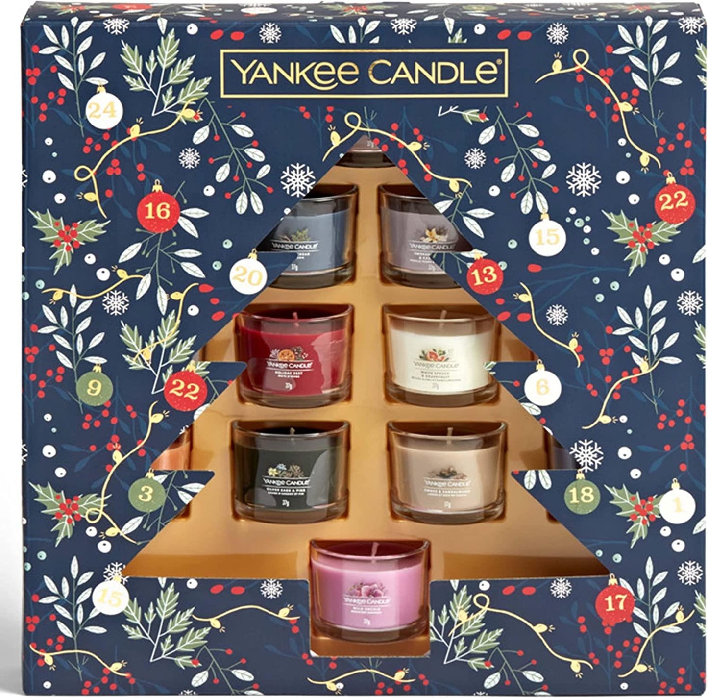 Yankee Candle Gift Set | 12 Signature Scented Votive Candles | Countdown to Christmas Collection