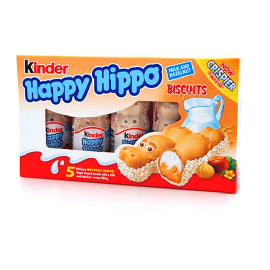 Kinder Happy Hippos Hazelnut Biscuit 7g (10 Packs of 5, Total 50)