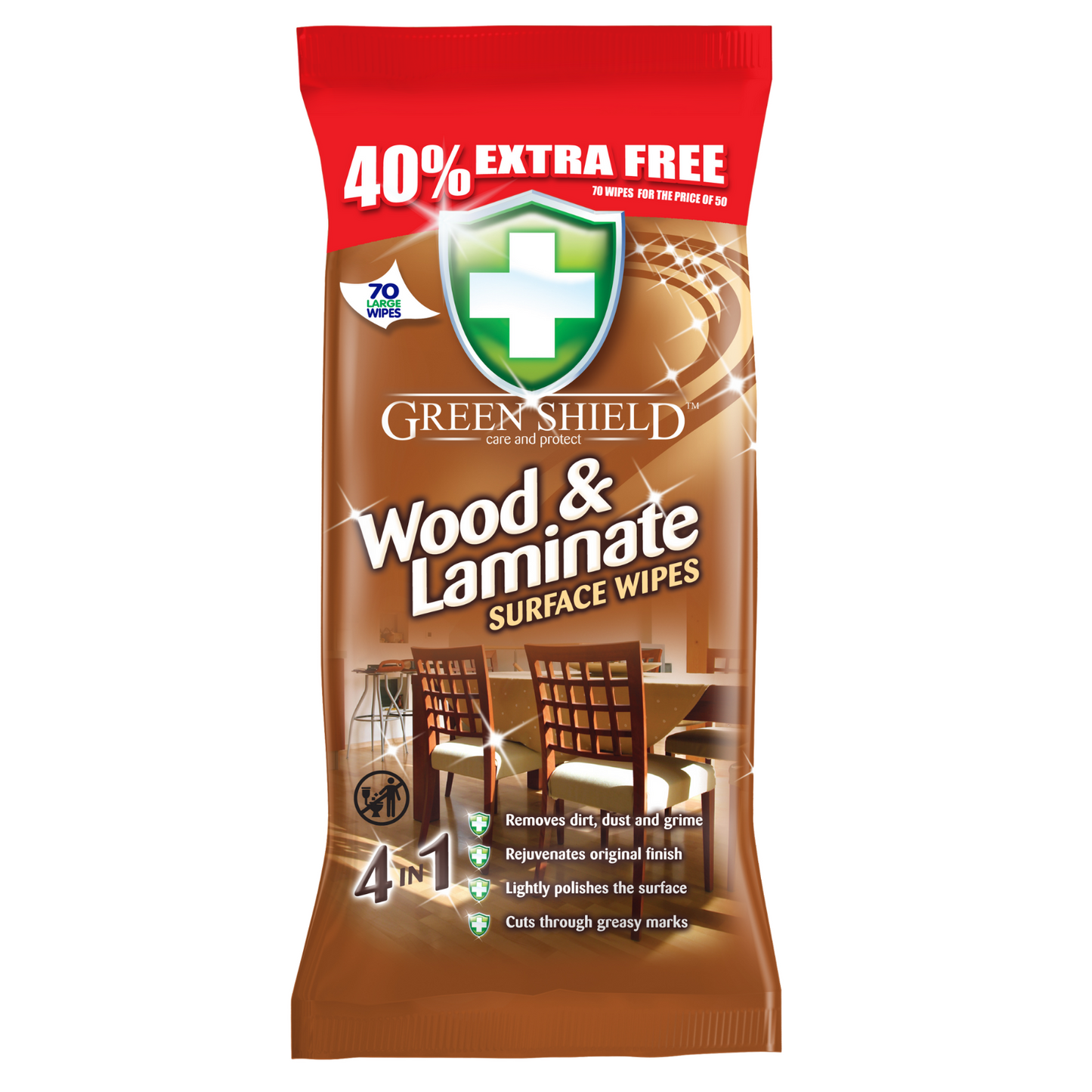 Greenshield Wipes Wood & Laminate Surface 70'S