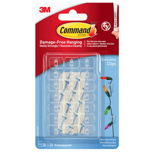 3M Command Decorating Clips Damage-Free Hanging 20 Clips