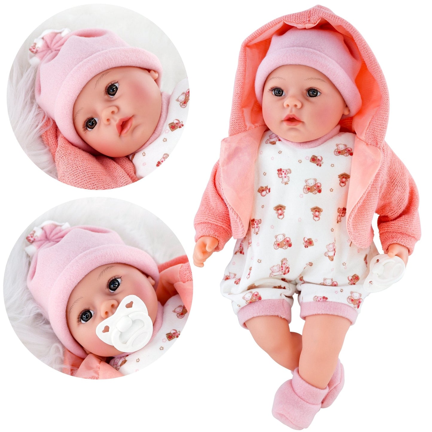 Baby Doll With Dummy & Sounds Peach