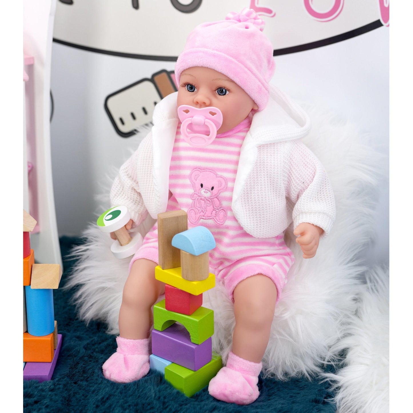 Baby Doll With Dummy & Sounds Pink
