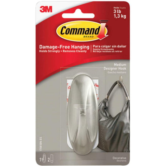 3M Command Medium Designer Damage-Free Hanging Hook Pack of 1